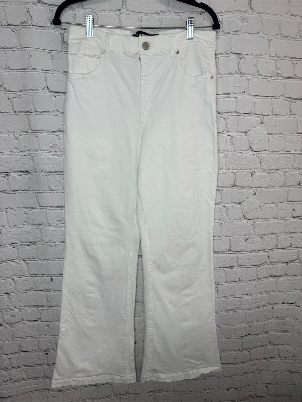 Express White Flare Jeans Extreme High Rise Stretch Size 10